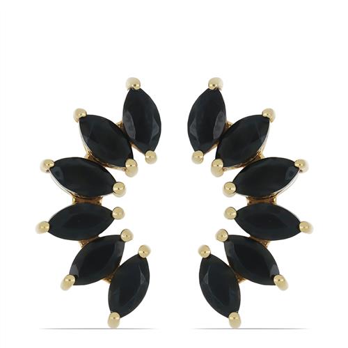 BUY NATURAL BLACK SPINAL GEMSTONE EARRING IN GOLD PALTED